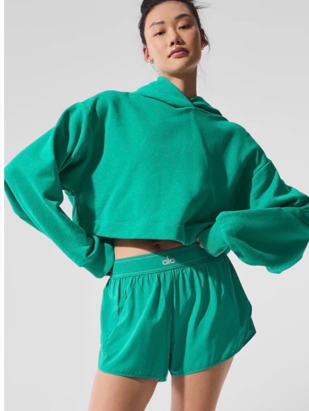 Alo Green Sweatshirt and Short Set